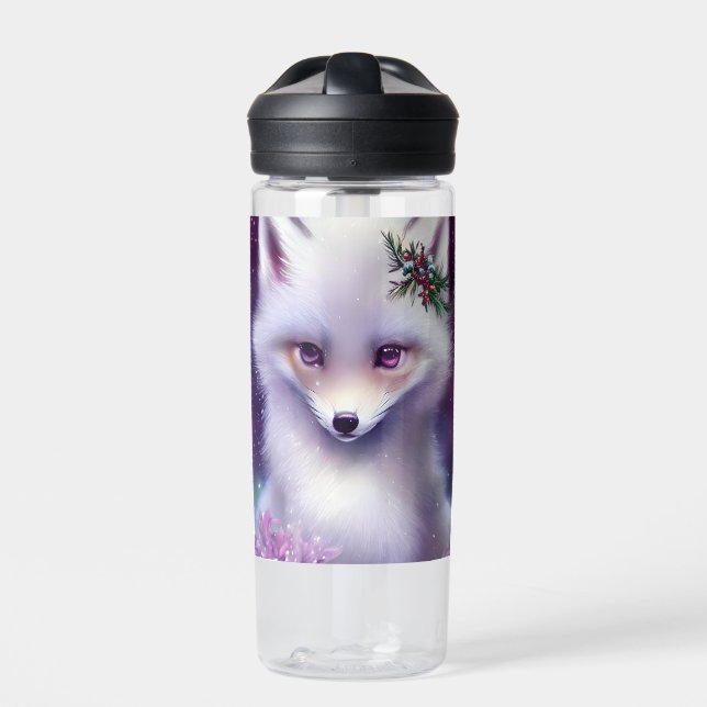 Fantasy White Baby Fox mit Lavendel Eyes Trinkflasche (Vorderseite)
