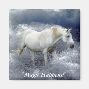 Fantasy White Horst & Ocean Surf Geschenke Magnet