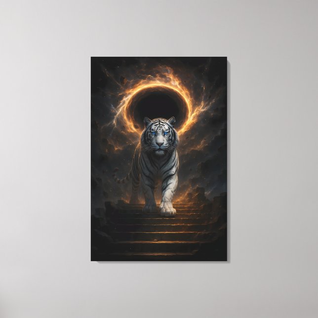 Fantasy White Tiger – Mystic Aura Series Leinwanddruck (Vorderseite)