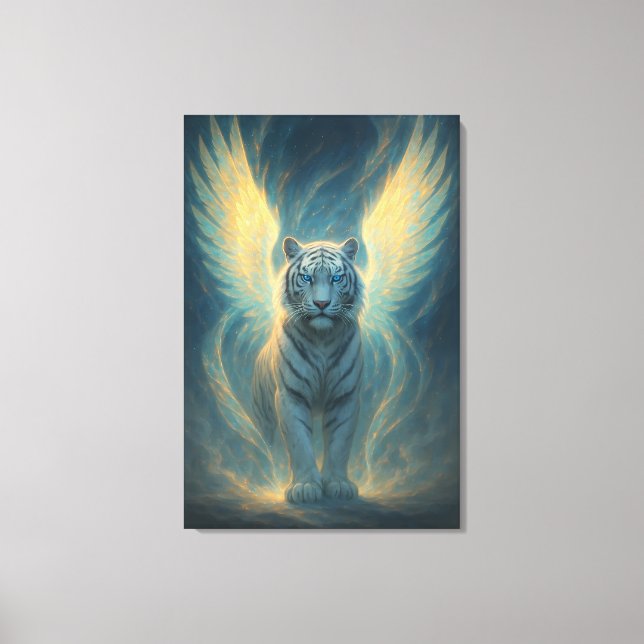 Fantasy White Tiger – Mystic Aura Series Leinwanddruck (Vorderseite)