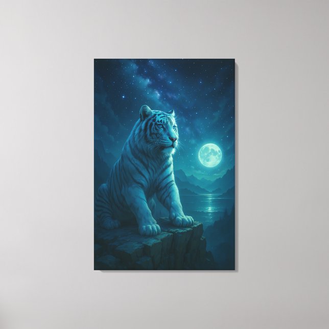 Fantasy White Tiger – Mystic Aura Series Leinwanddruck (Vorderseite)