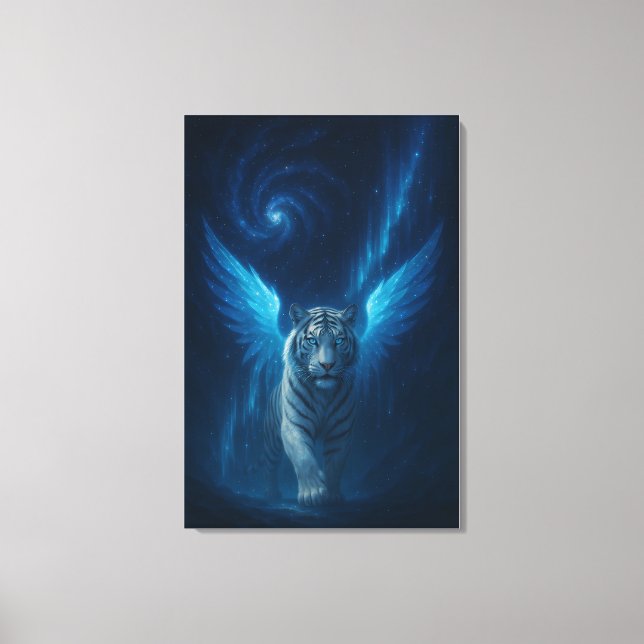 Fantasy White Tiger – Mystic Aura Series Leinwanddruck (Vorderseite)