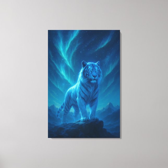 Fantasy White Tiger – Mystic Aura Series Leinwanddruck (Vorderseite)