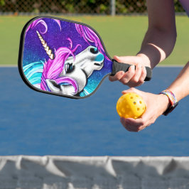 Fantasy White Unicorn Nahtloses Muster Pickleball Schläger