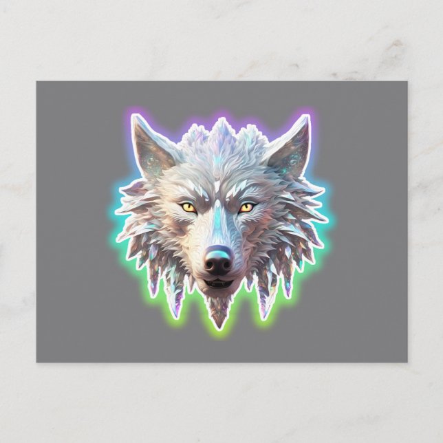 Fantasy White Wolf Head Postkarte (Vorderseite)