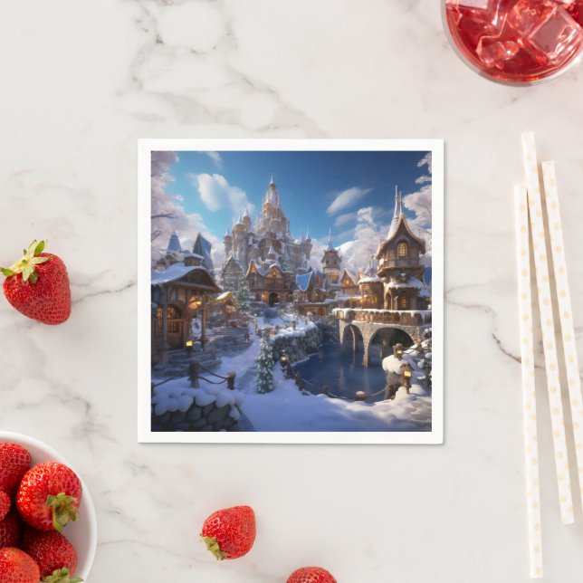 Fantasy Winter City Serviette (Beispiel)