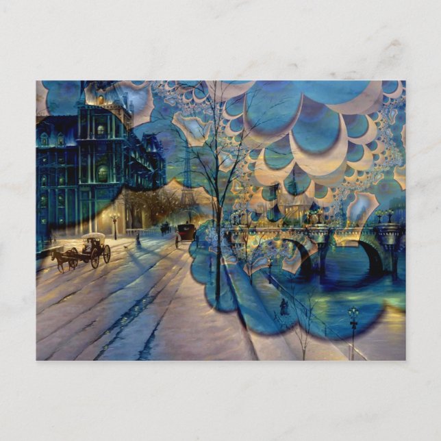 Fantasy Winter in Paris Postkarte (Vorderseite)