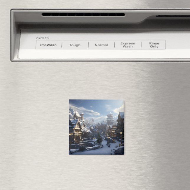 Fantasy Winter Town Magnet (In Situ (Geschirrspüler))