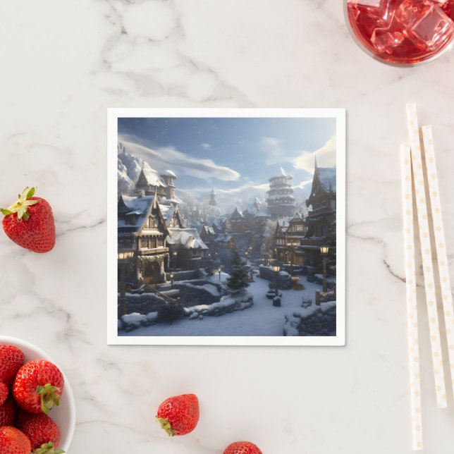 Fantasy Winter Town Serviette (Beispiel)