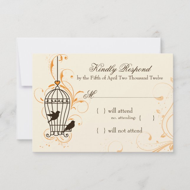 Fantasy Wirbel Birdcage Orange & Brown UAWG RSVP Karte (Vorderseite)