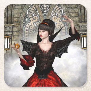 Fantasy Witch - Mittelalterliches Schloss Hallowee Rechteckiger Pappuntersetzer