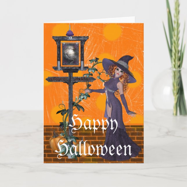 Fantasy Witz auf Sign Halloween Grußkarte Karte (Vorderseite)