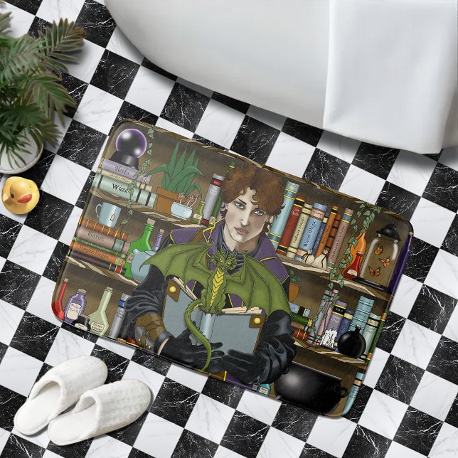 Fantasy Wizard Bücher Dragon Poster Badematte (Von Creator hochgeladen)