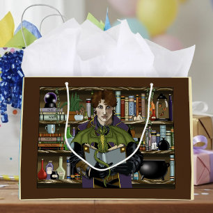 Fantasy Wizard Bücher Dragon Poster Große Geschenktüte