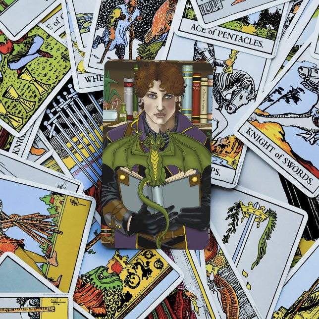 Fantasy Wizard Bücher Dragon Poster Spielkarten (Von Creator hochgeladen)