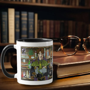 Fantasy Wizard Bücher Dragon Poster Tasse