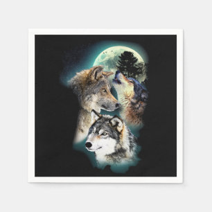 Fantasy Wolf Moon Mountain Serviette