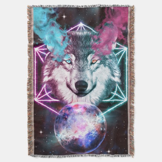 Fantasy Wolf Throw Blanket Decke (Vorderseite Vertikal)