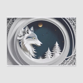 Fantasy Wolf Tissue Paper on Blue Background Seidenpapier