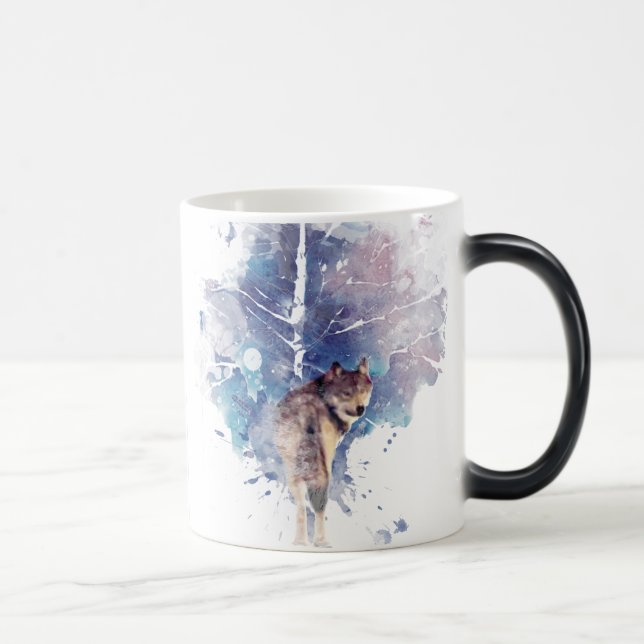 Fantasy Wolf Tree Grafische Kunst, Dichtung und Mu Verwandlungstasse (Rechts)