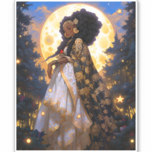 Fantasy Woman African American Art Aufkleber