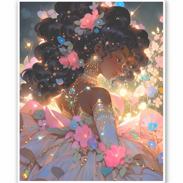 Fantasy Woman African American Art Aufkleber (Vorderseite)