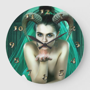 Fantasy Woman Playing Poker Große Wanduhr