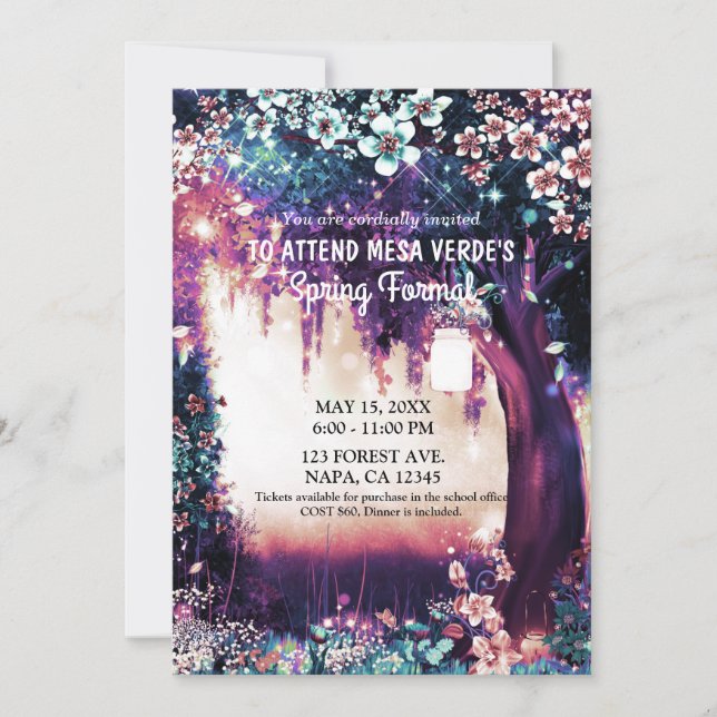 Fantasy Woodland verzaubert Sommerwald Prom Inv Einladung (Vorderseite)