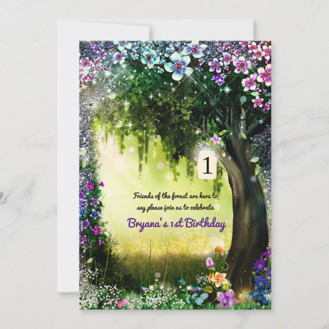 Fantasy Woodland Verzauberte Glow Forest Blume Einladung (Vorderseite)