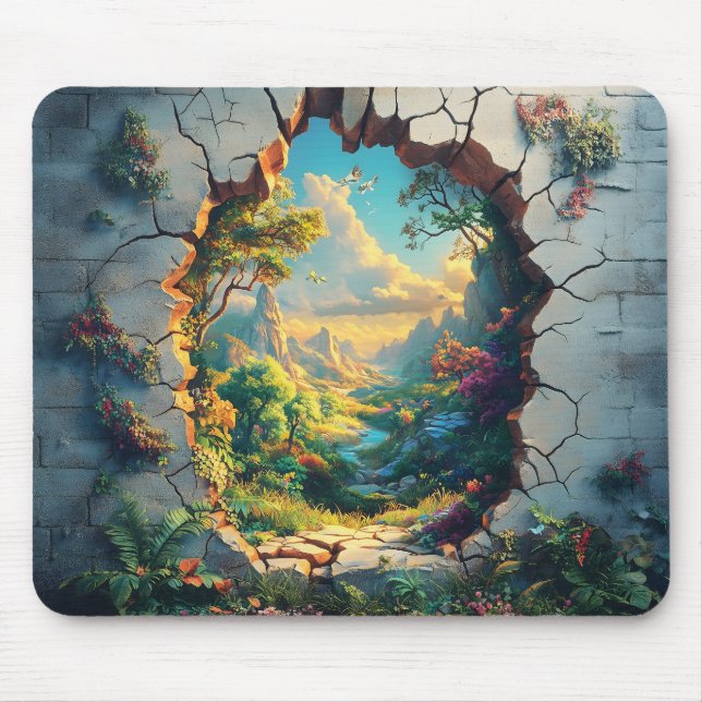 Fantasy World durch ein Cracks Wall Design Mousepad (Vorne)
