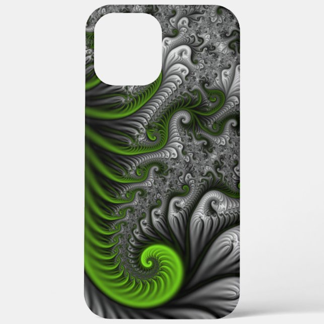 Fantasy World Green and Graue Abstrakte Fraktal Ar Case-Mate iPhone Hülle (Rückseite)