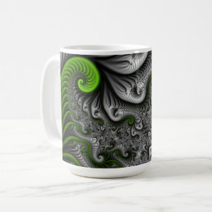 Fantasy World Green and Graue Abstrakte Fraktal Ar Kaffeetasse