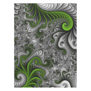 Fantasy World Green and Graue Abstrakte Fraktal Ar Tischdecke