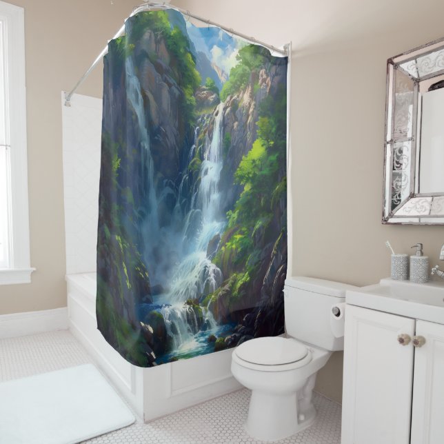Fantasy World Waterfall Duschvorhang (Beispiel)