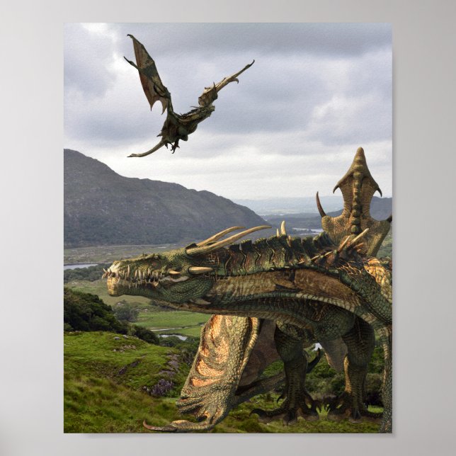 Fantasy Wyvern Flying Dragon Realistisches Monster Poster (Vorne)
