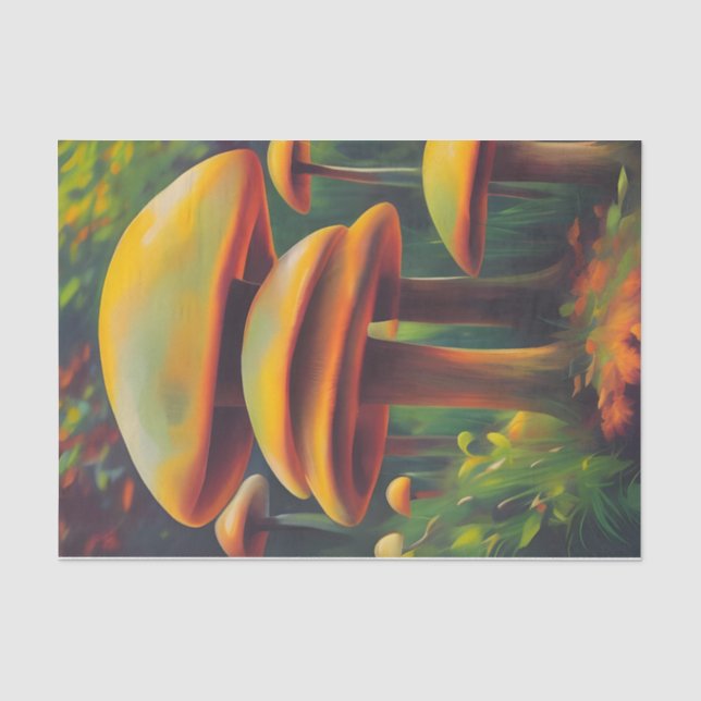 Fantasy Yellow Mushrooms decoup Seidenpapier (Vorderseite)