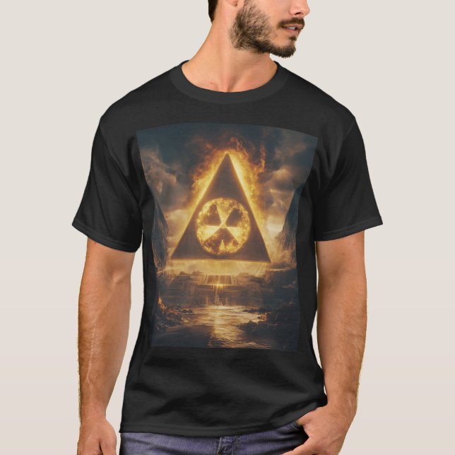Fantasy Yellow Radioactive Symbol Digitale Kunst T-Shirt (Vorderseite)