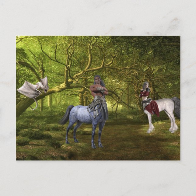 Fantasy Zentaur und Drache Postkarte (Vorderseite)