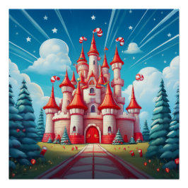 Fantasybild eines Lebkuchenschlosses Poster