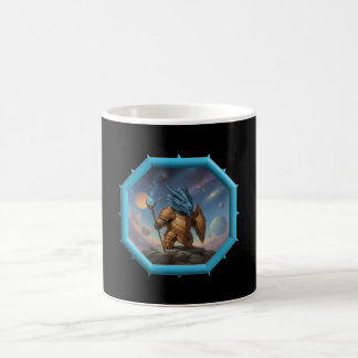 Fantasybild Kleiner blauer Drache in Bronze-Rüstun Kaffeetasse