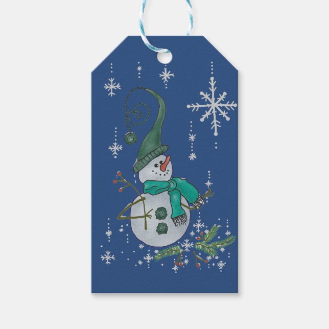 Fantasyschneemann Geschenkanhänger (Vorderseite)