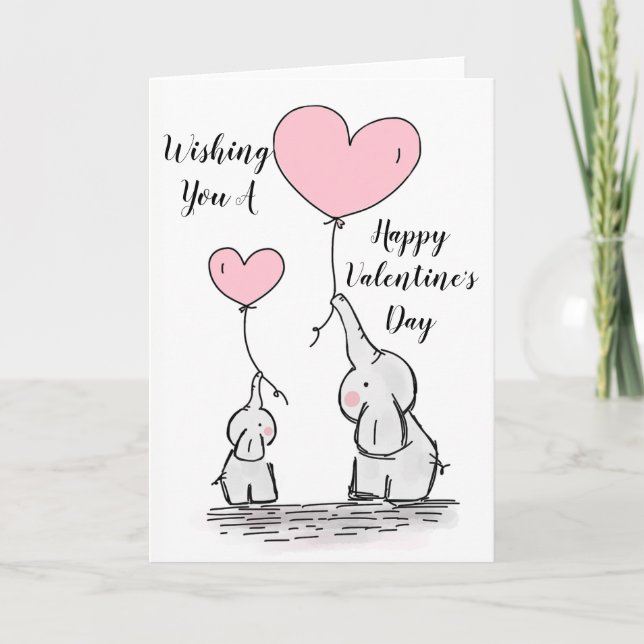 Fantful Elephants "Happy Valentines Day" Feiertagskarte (Vorderseite)