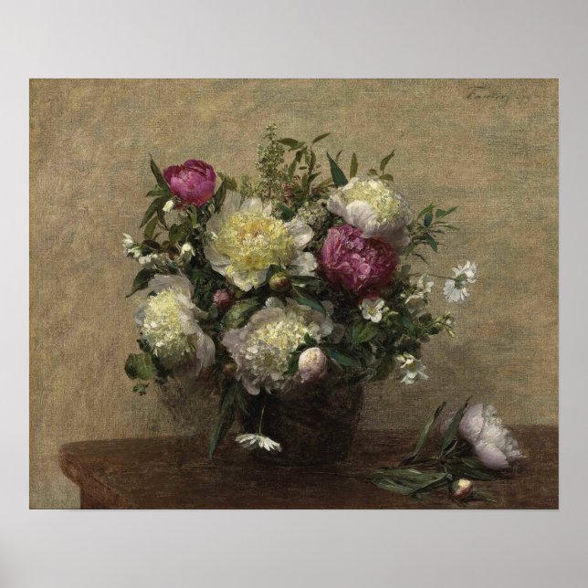 Fantin-Latour - Peonies Vase 1879 Poster (Vorne)