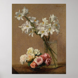Fantin-Latour - Rose und Lilien Poster