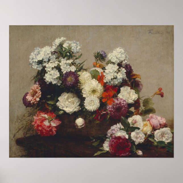 Fantin Latour - Stillleben mit Blume Poster (Vorne)