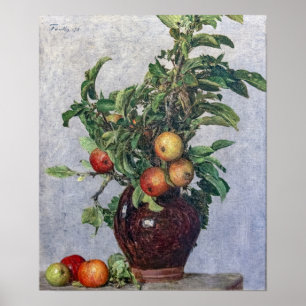 Fantin-Latour - Vase mit Äpfeln und Blättern Poster