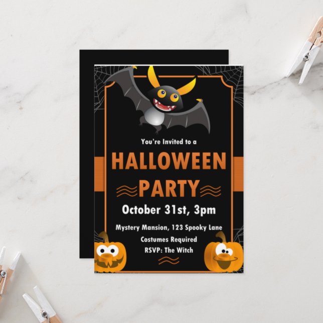 Fantôme Halloween Anniversaire Invitation Spooktac (Devant/Arrière en situation)