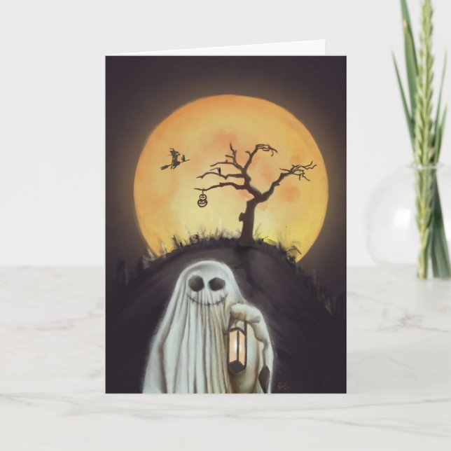 Fantôme joyeux ! Carte à plier 5x7 !  (Devant)