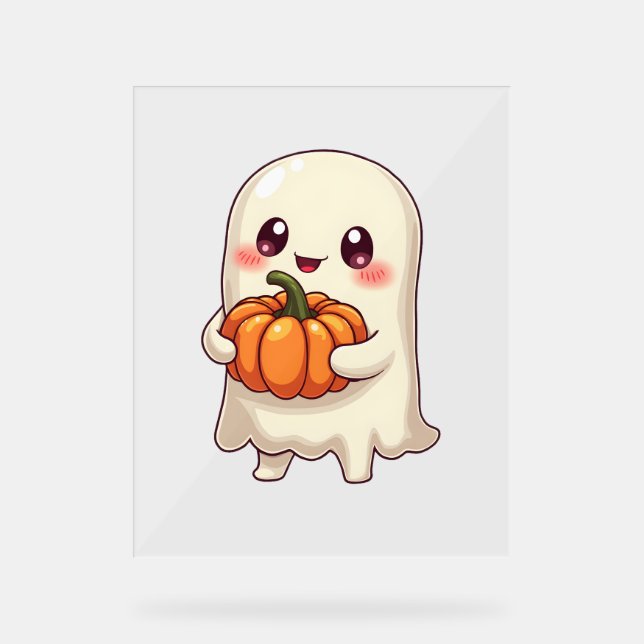 Fantôme mignon avec Citrouille - Drôle Halloween (Recto)