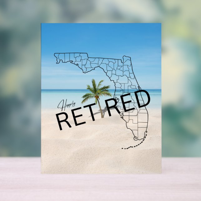 Fappiable Remüde Florida Map Beach und Palm Tree Acrylschild (Neutral)